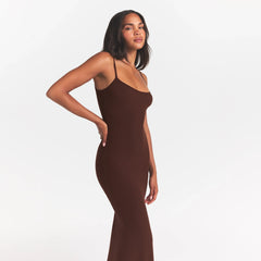 SOFT LOUNGE LONG SLIP DRESS | COCOA