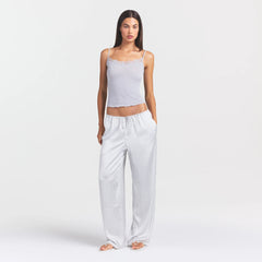 WOVEN SHINE LACE PANT | SILVER TRIPLE PINSTRIPE