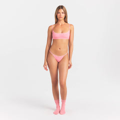 LIGHTWEIGHT COTTON POINTELLE SCOOP BRALETTE | MELON TONAL