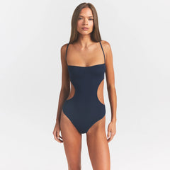 COTTON RIB CUT OUT BODYSUIT | NAVY