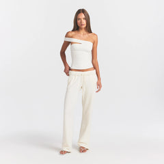 FRENCH TERRY STRAIGHT LEG PANT | ECRU