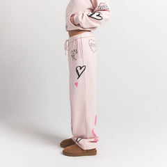COTTON FLEECE CLASSIC STRAIGHT LEG PANT | BARELY PINK ANGEL SKETCH