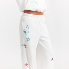COTTON FLEECE CLASSIC STRAIGHT LEG PANT | MARBLE MULTI DOODLE PRINT