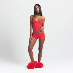 LIGHTWEIGHT COTTON POINTELLE LACE CAMI AND BOY SHORT SET | RUBY TONAL