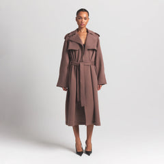 BOYFRIEND FLEECE OVERSIZED TRENCH COAT | UMBER