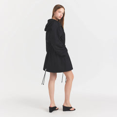 WOVEN COTTON OVERSIZED ANORAK | ONYX