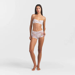 STRETCH LACE BOY SHORT | SNOW VINTAGE FLORAL PRINT