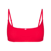 LIGHTWEIGHT COTTON LOGO PICOT SCOOP BRALETTE | RUBY TONAL