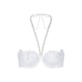 SKIMS LACE UNLINED HALTER BRA | SNOW