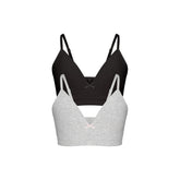 COTTON SEAMLESS JUNIORS TRAINING BRA 2-PACK | LIGHT HEATHER GREY AND SOOT