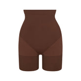 SHEER SEAMLESS HIGH-WAISTED MID THIGH SHORT | COCOA
