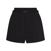 COTTON FLEECE DOUBLE WAISTBAND SHORT | ONYX
