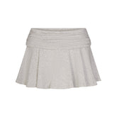 COTTON JERSEY FOLDOVER MINI SKORT | LIGHT HEATHER GREY