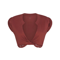 SWIM COVER-UPS COTTON PLUNGE TWIST TOP | HENNA