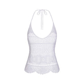 SWIM COVER-UPS CROCHET HALTER CAMI TOP | SNOW