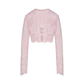 SWIM COVER-UPS CROCHET CROPPED CARDIGAN | CHERRY BLOSSOM