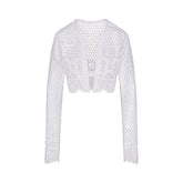 SWIM COVER-UPS CROCHET CROPPED CARDIGAN | SNOW