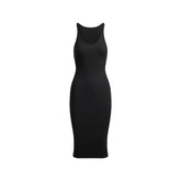 COTTON RIB TANK MIDI DRESS | SOOT