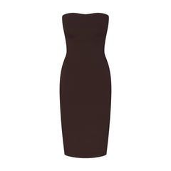 THE ESSENTIAL COLLECTION STRAPLESS MIDI DRESS | ESPRESSO