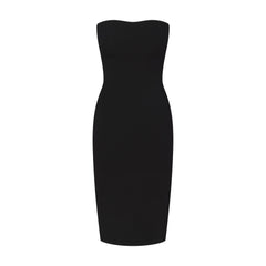 THE ESSENTIAL COLLECTION STRAPLESS MIDI DRESS | OBSIDIAN