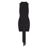 CUPRO JERSEY WRAP MINI DRESS | OBSIDIAN