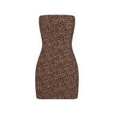 COTTON JERSEY MINI TUBE DRESS | SIENNA NATURAL LEOPARD