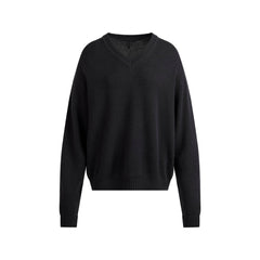 WOOL CASHMERE OVERSIZED V NECK SWEATER | ONYX
