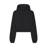 WOVEN COTTON CROPPED ZIP UP JACKET | ONYX