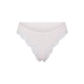 FITS EVERYBODY LACE TANGA | SLATE PIN DOT PRINT
