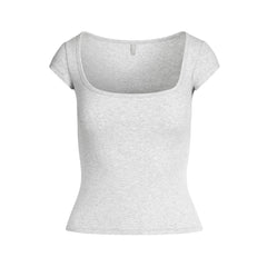 COTTON JERSEY SCOOP NECK T-SHIRT | LIGHT HEATHER GREY
