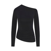 CUPRO JERSEY ASYMMETRICAL TOP | OBSIDIAN