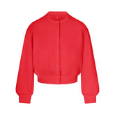 COTTON FLEECE SHRUNKEN CARDIGAN | WASHED RED