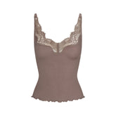 RIB KNIT LACE CAMI | AMETHYST