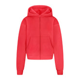 COTTON FLEECE CLASSIC ZIP UP HOODIE | WASHED RED