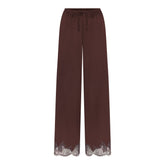 SILK LACE STRAIGHT LEG PANT | ESPRESSO CONTRAST