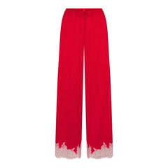 SILK LACE STRAIGHT LEG PANT | RUBY CONTRAST