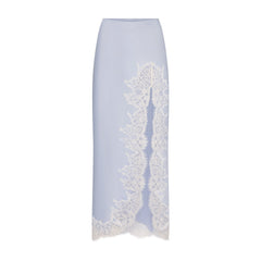 SILK LACE SLIP MIDI SKIRT | PERIWINKLE CONTRAST