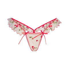 EMBROIDERED TULLE BUTTERFLY THONG | PRIMROSE CHERRY TULLE