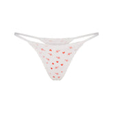 LIGHTWEIGHT COTTON POINTELLE LACE STRING THONG | SNOW ARROWED HEARTS