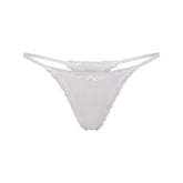 LIGHTWEIGHT COTTON POINTELLE LACE STRING THONG | SNOW