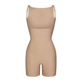 SKIMS BODY CORE SCULPT BACK SMOOTHING OPEN BUST MID THIGH BODYSUIT | CLAY