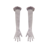 SILK FEATHER TRIM GLOVES | MIRROR