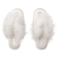 FAUX FEATHER SLIPPER | IVORY