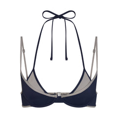 SIGNATURE SWIM LAYERED PLUNGE BIKINI TOP | NAVY CONTRAST