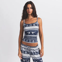 LOGO PLUSH POINTELLE CAMI | NAVY DEER FAIR ISLE