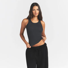 COTTON RIB SCOOP NECK TANK | SOOT