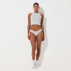 LIGHTWEIGHT COTTON LACE THONG | LIGHT HEATHER GREY