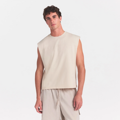 HEAVYWEIGHT COTTON MENS CROPPED MUSCLE TANK | BUFF