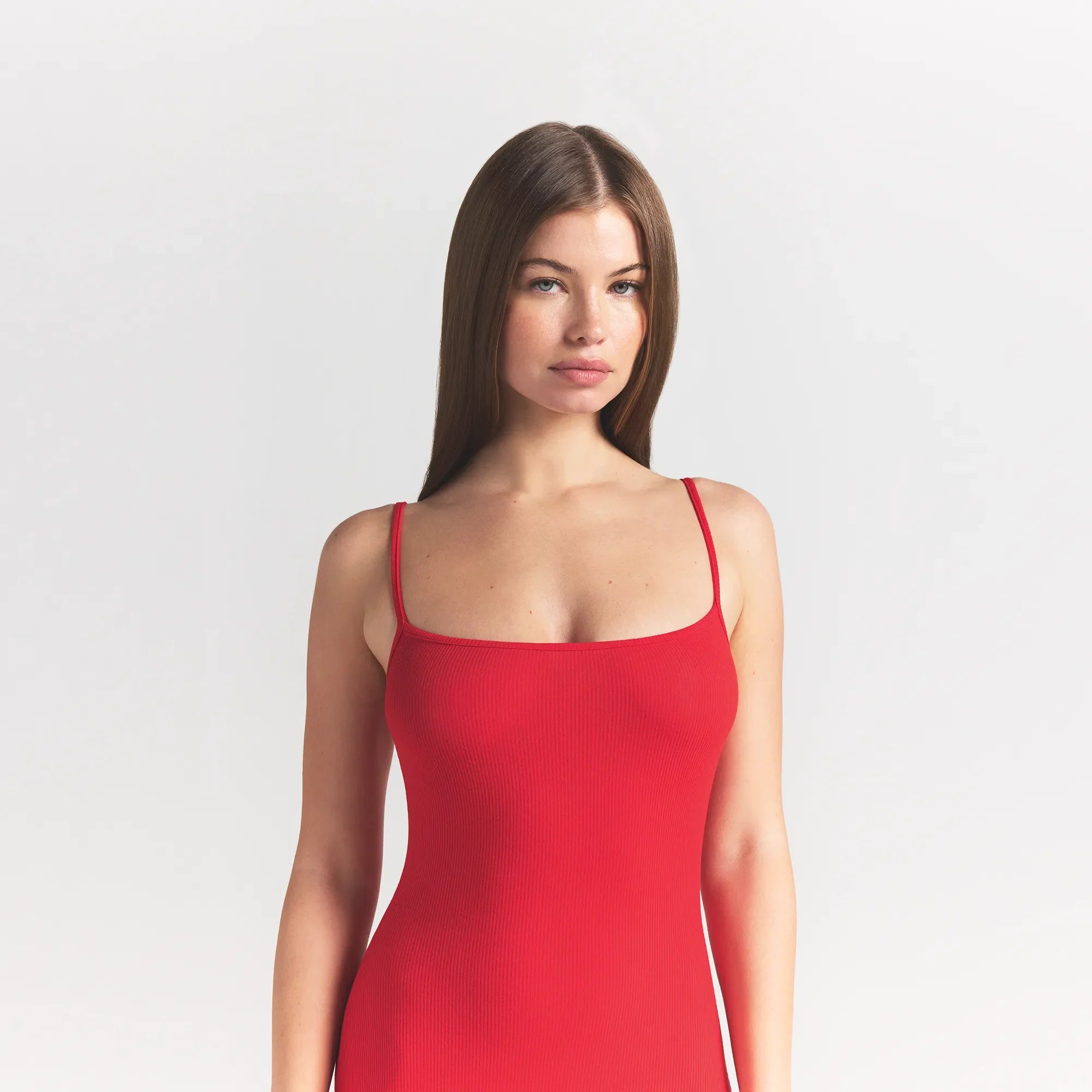 SOFT LOUNGE LONG SLIP DRESS | CHERRY