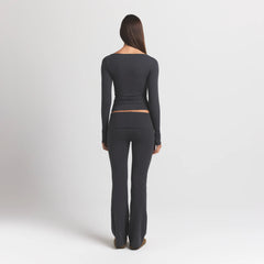 COTTON JERSEY FOLDOVER PANT | ASH